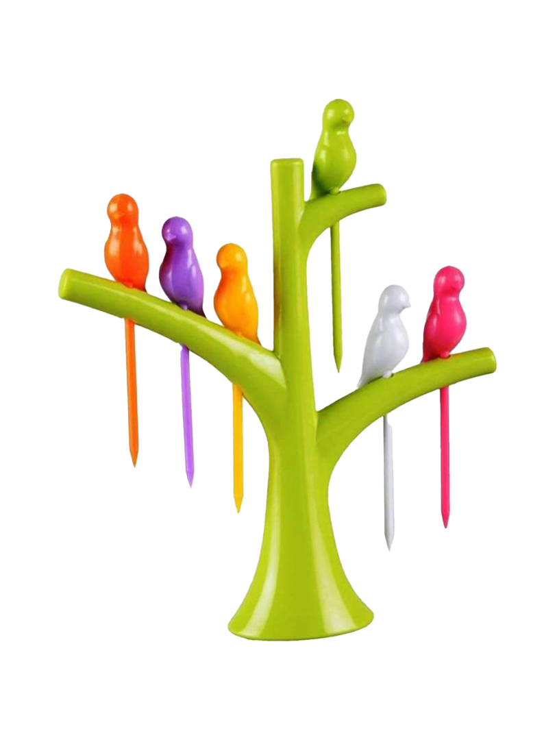 Birdies on a tree fruit fork set