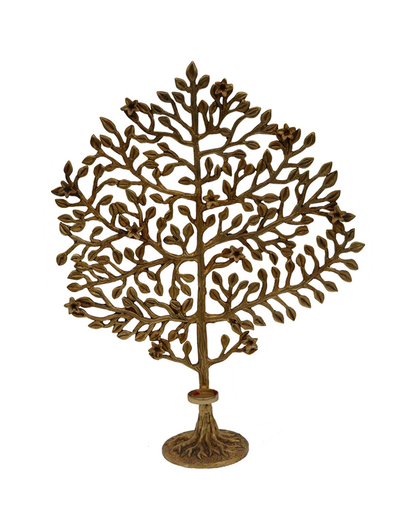 Aakrati Brass Tree with Two Candle Holder and Bird Decorative Showpiece gift