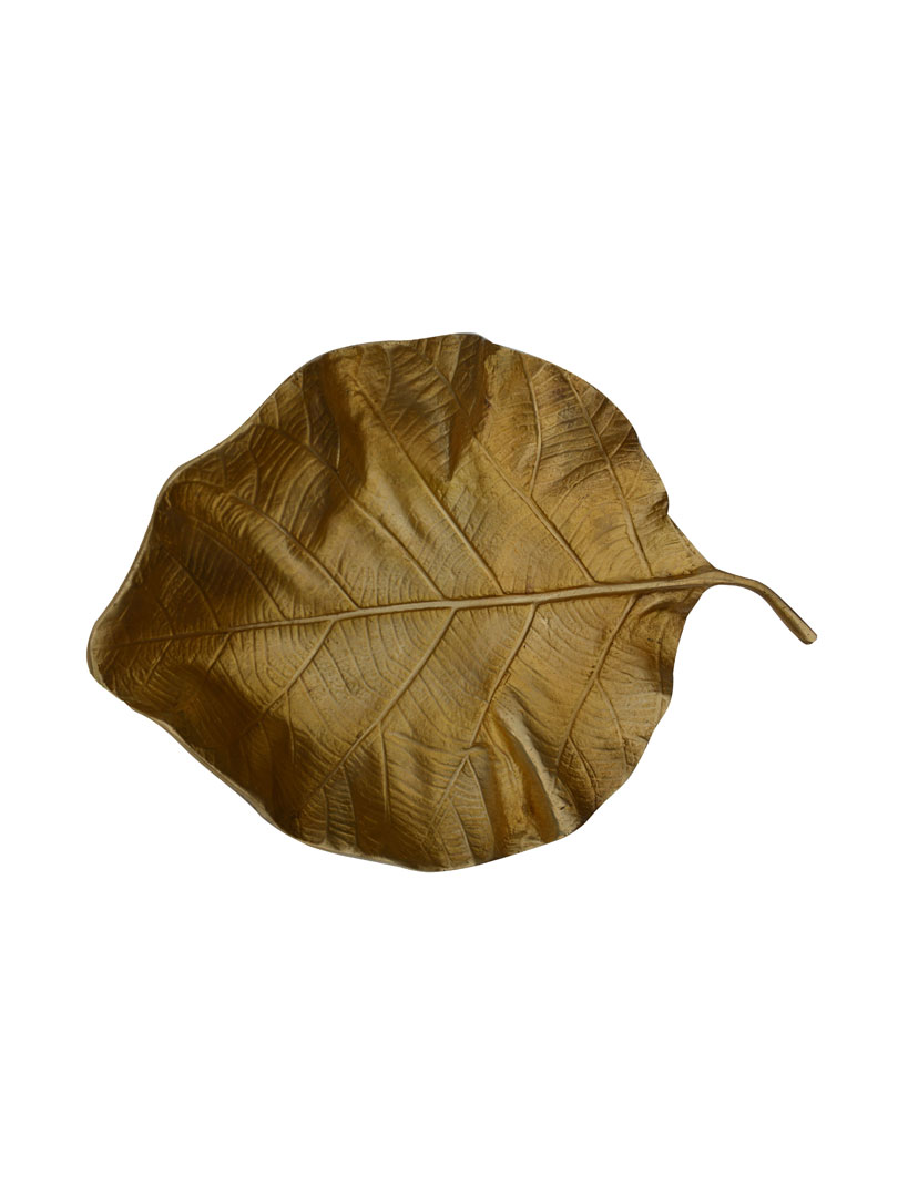 Leaf bowl table top dry fruits or fruits serving tray made in brass