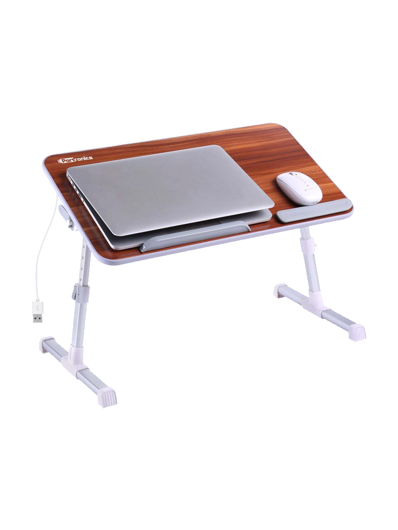 Portronics My Buddy Plus  Table Wooden Texture Tabletop in laptop stand