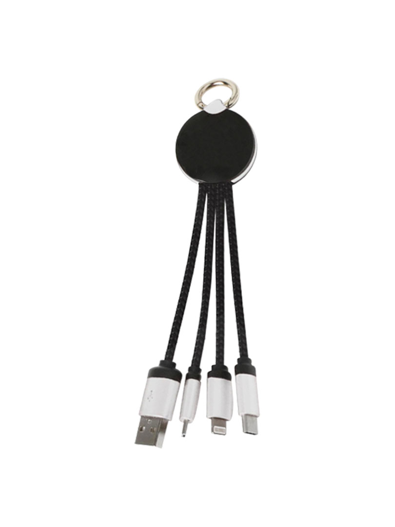 Clip-on charging cable with double side light up logo (iOS, Micro-USB, Type C)