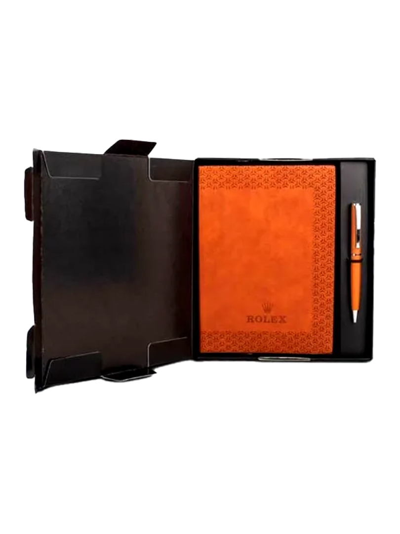 Rolex Notebook with Metal Texture pen | Gift set in Black Texture box