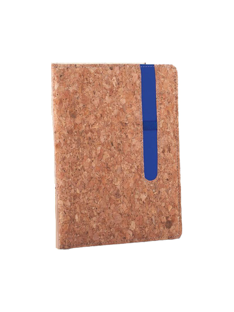 Cork Eco friendly A5 notebook with Colored pen slot
| Hard bound cover | With memorandum & Bookmark ribbon| 80 gsm sheets | 160 undated