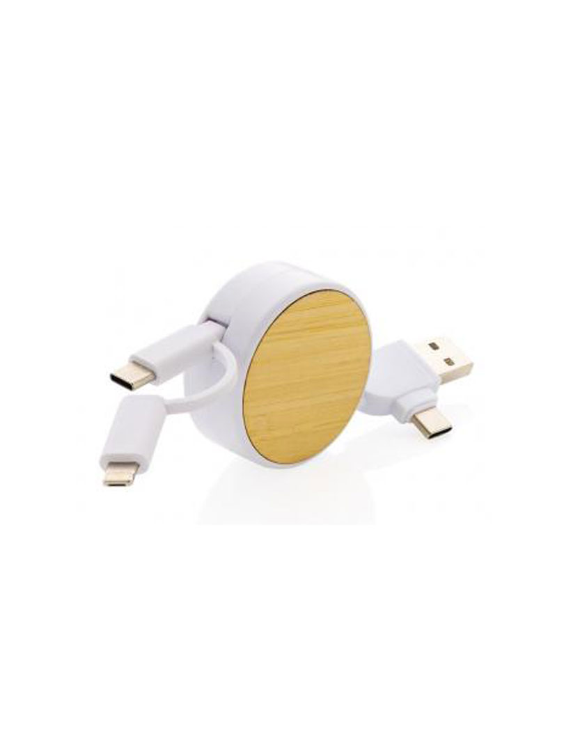 Bamboo Yo yo charging cable with USB A & USB C input | Output: Micro USB, iOS, Type C