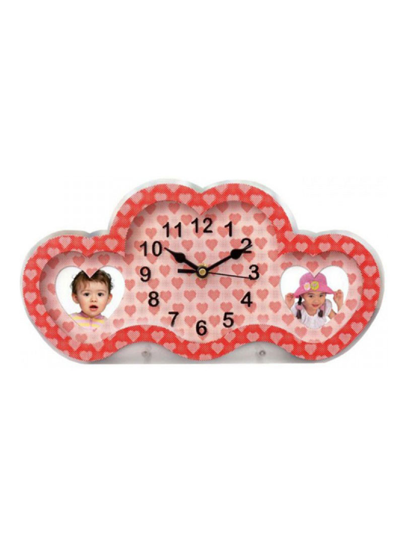 Heart style 3D illusion clock with dual photo frame