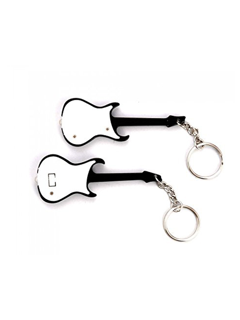 Guitar keychain with torch & bottle opener