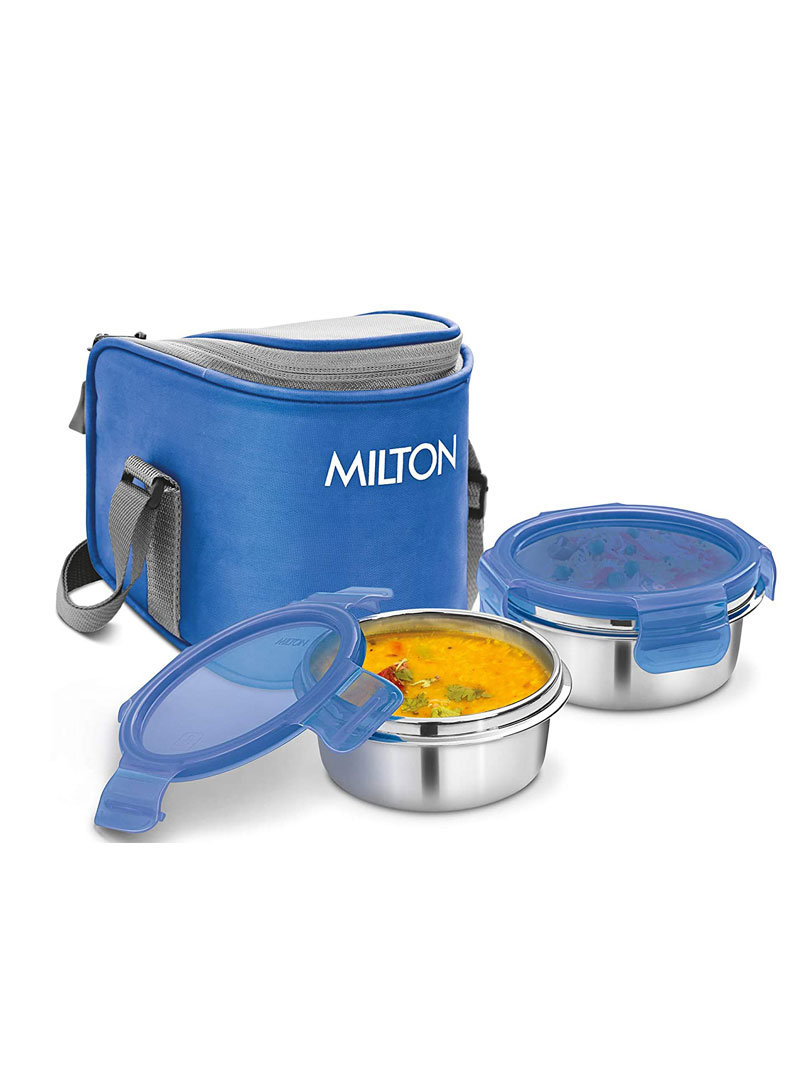 Milton Cube 2  Stainless Steel Tiffen lunch Box With  2 Steel Container