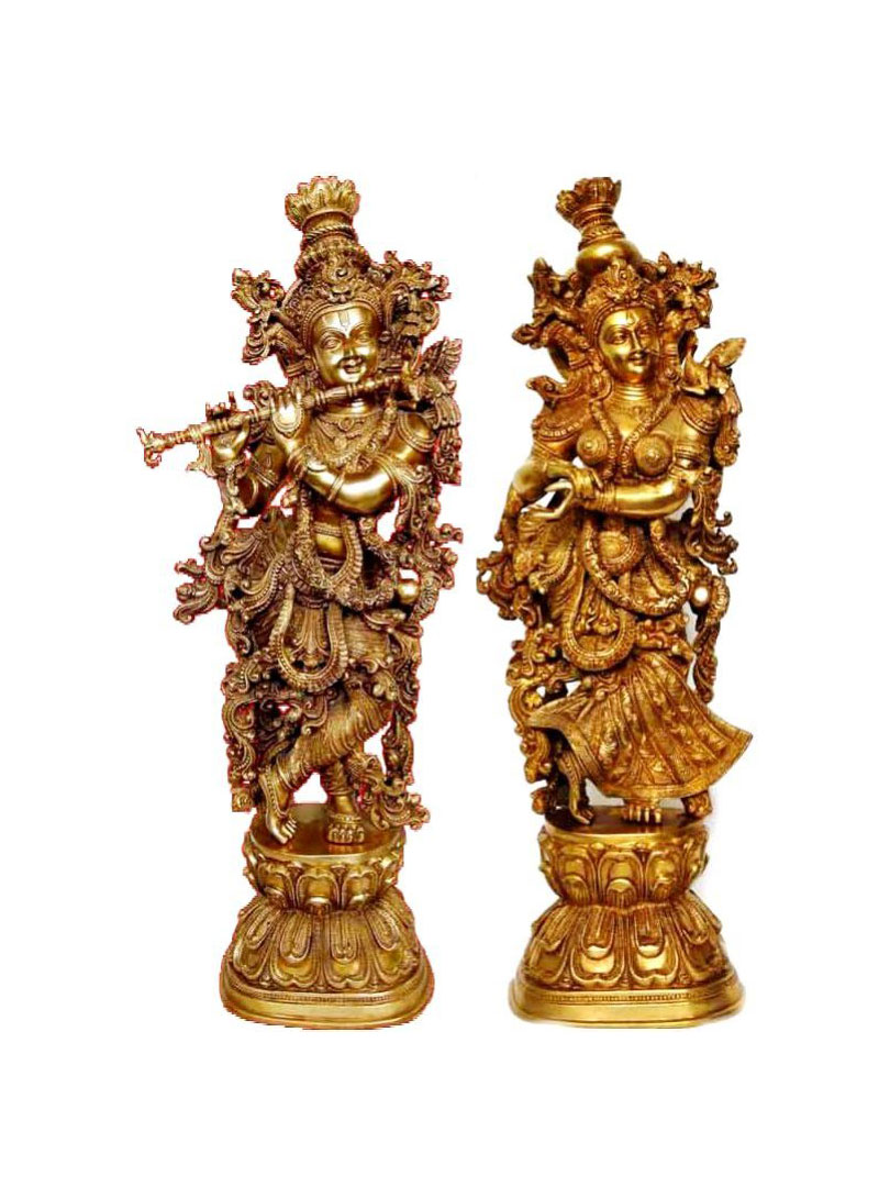 Aakrati Metal Brass Handmade Handicrafts Lord Radha Krishna Statue For Your Home Decoration By Ashopi Antique