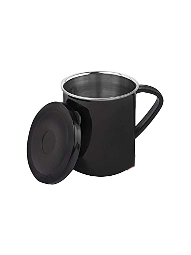 Shiny SS Coffee mug with handle | Cap included | Capacity 225ml approx