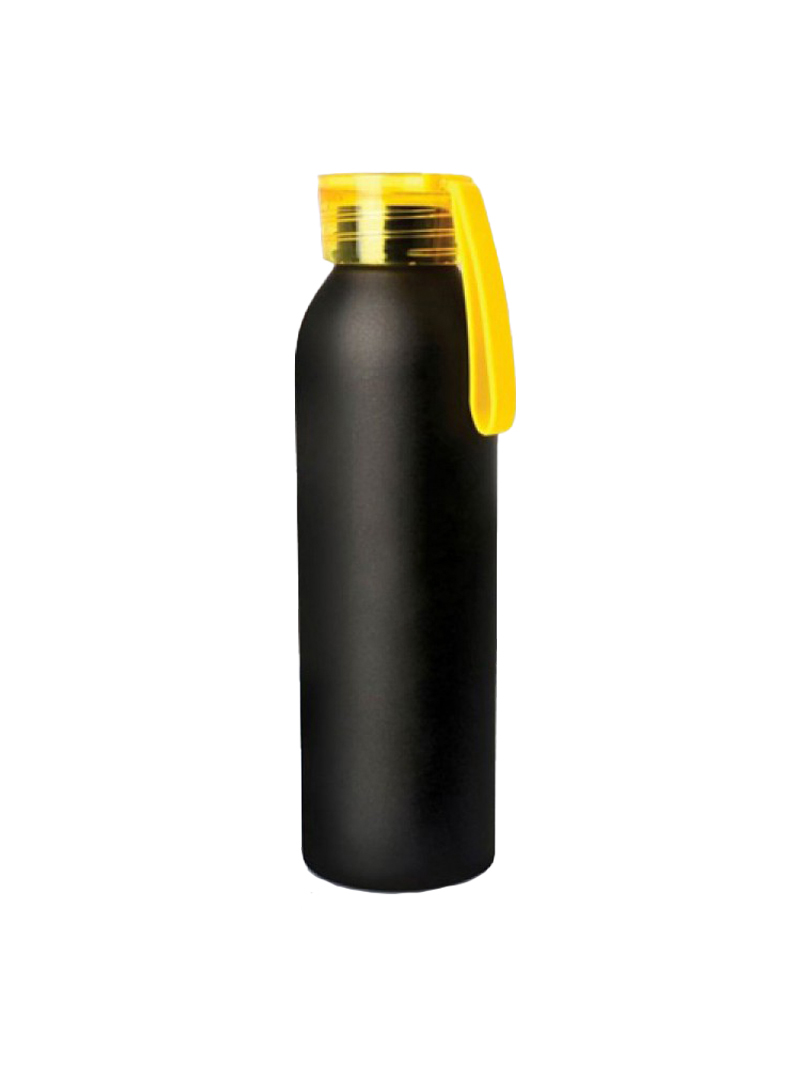 Metal water bottle with silicon carry strap (600 ml approx)