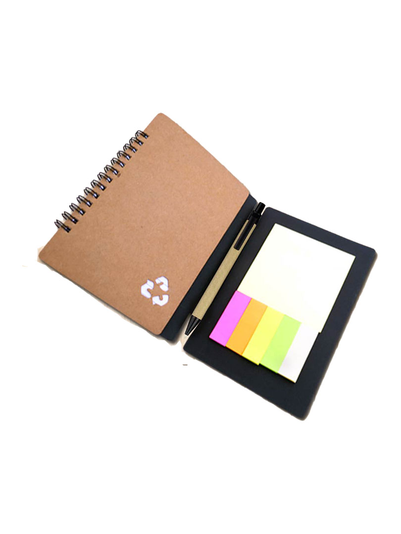 Eco notebook with pen and sticky pads