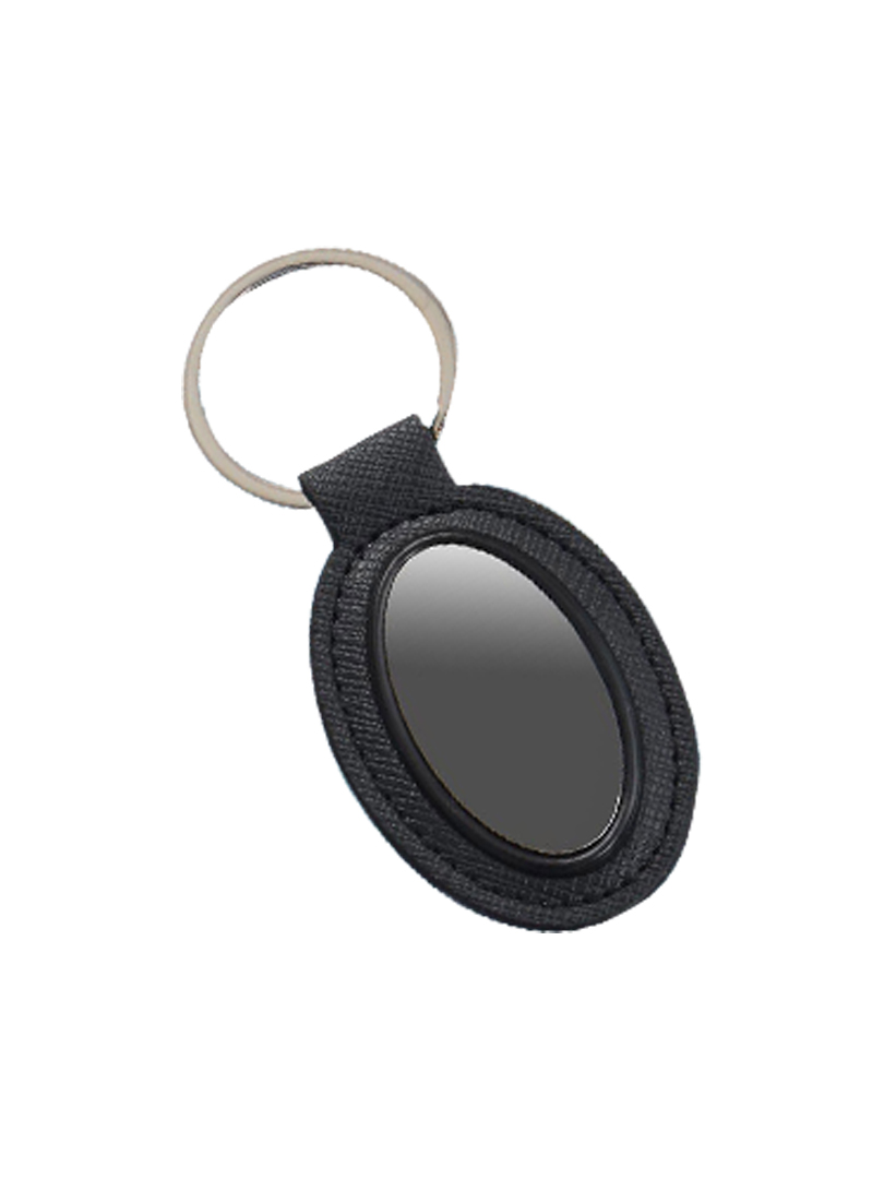 Oval metal keychain with PU base (gunmetal finish)