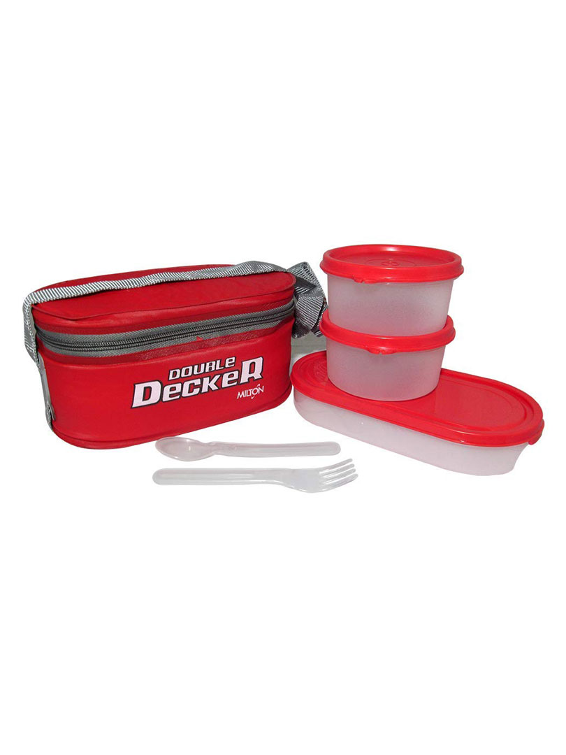 Milton Double Decker 1 oval with 2 Round Container  Tiffen Lunch Box