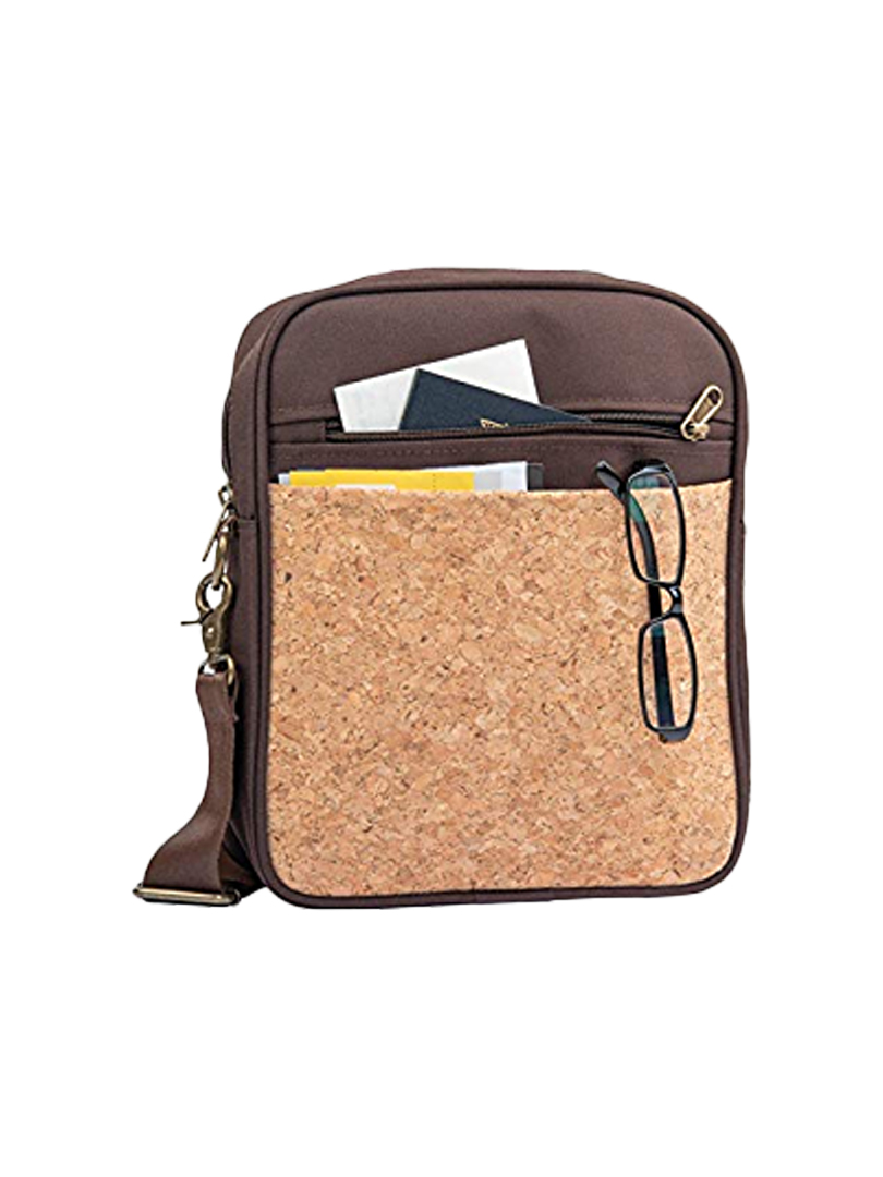 Eco-Friendly Cork Sling Messenger Bag with 2 tone finish