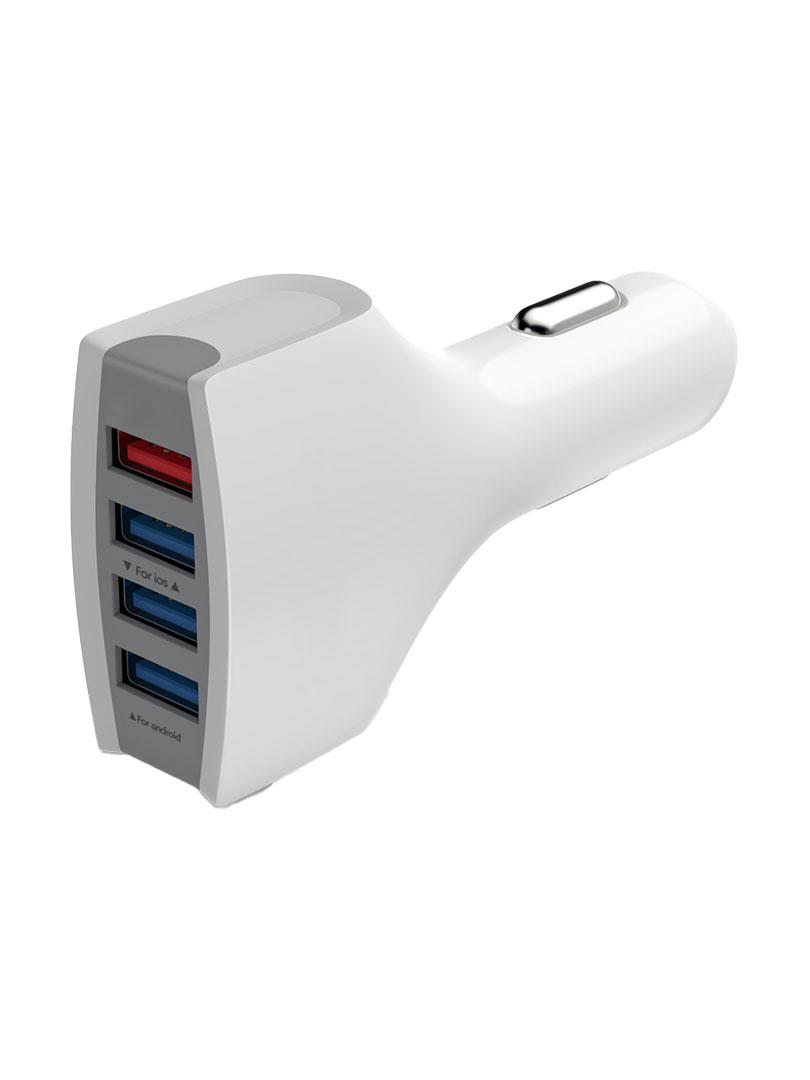 Fast car charger with 4 USB ports | 18W QC3.0+2. 4A 12W