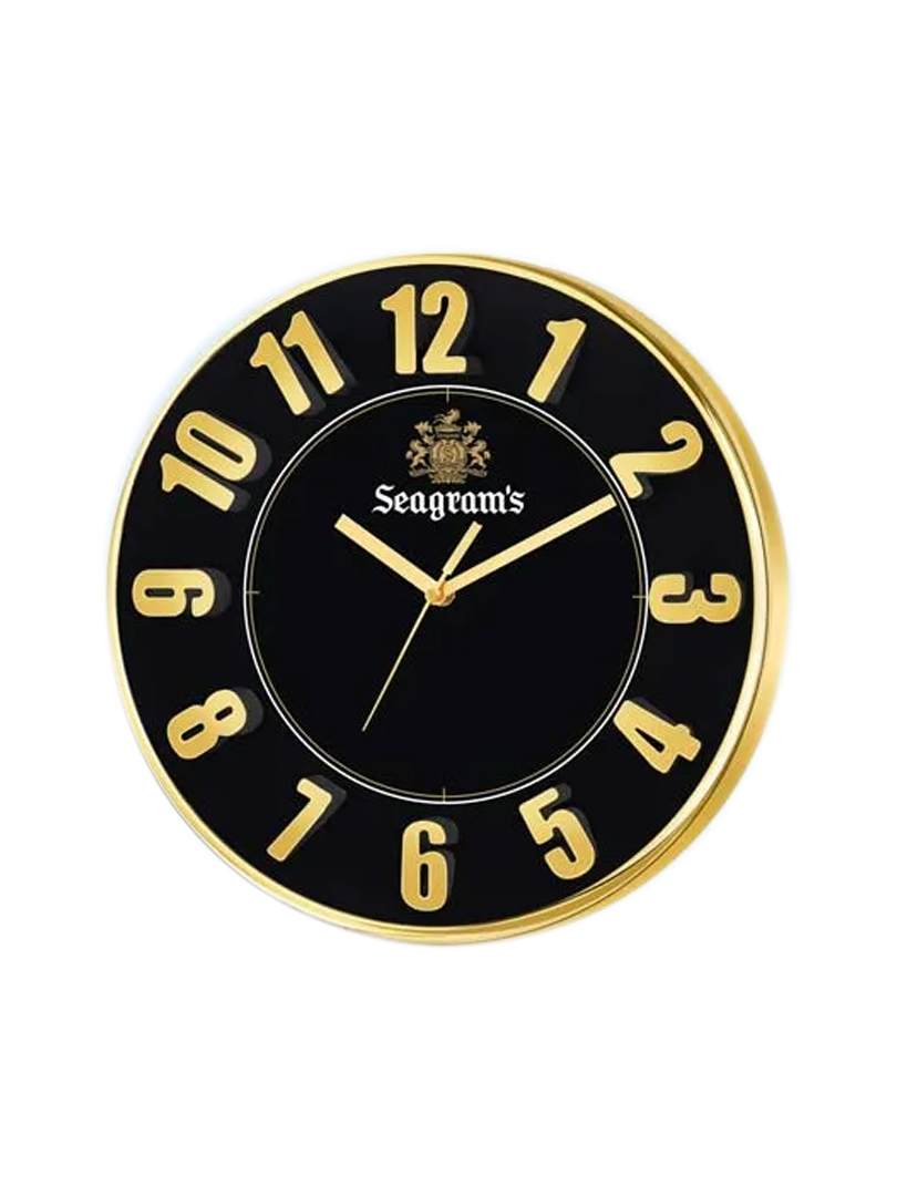 Bold Black Wall Clock with 3D Numbers | with Metallic Bezel, numbers and Hands | Branding included MOQ 100pc